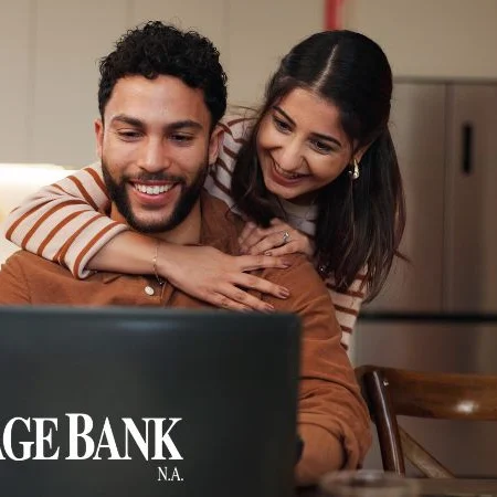 couple looking at a screen